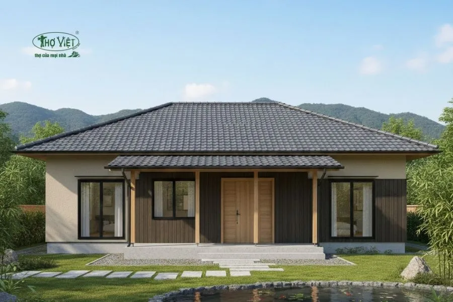 Mẫu nhà ngang 10m cấp 4 mái Nhật