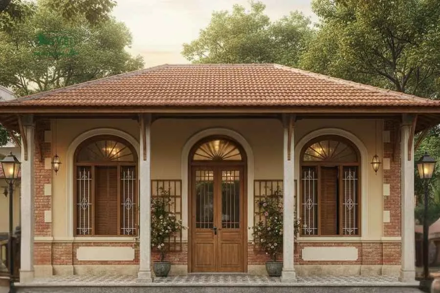 Mẫu nhà cấp 4 ngang 10m vintage