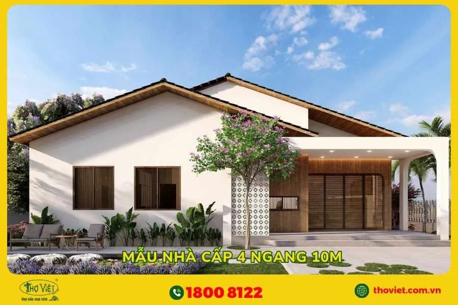 Mẫu nhà cấp 4 ngang 10m
