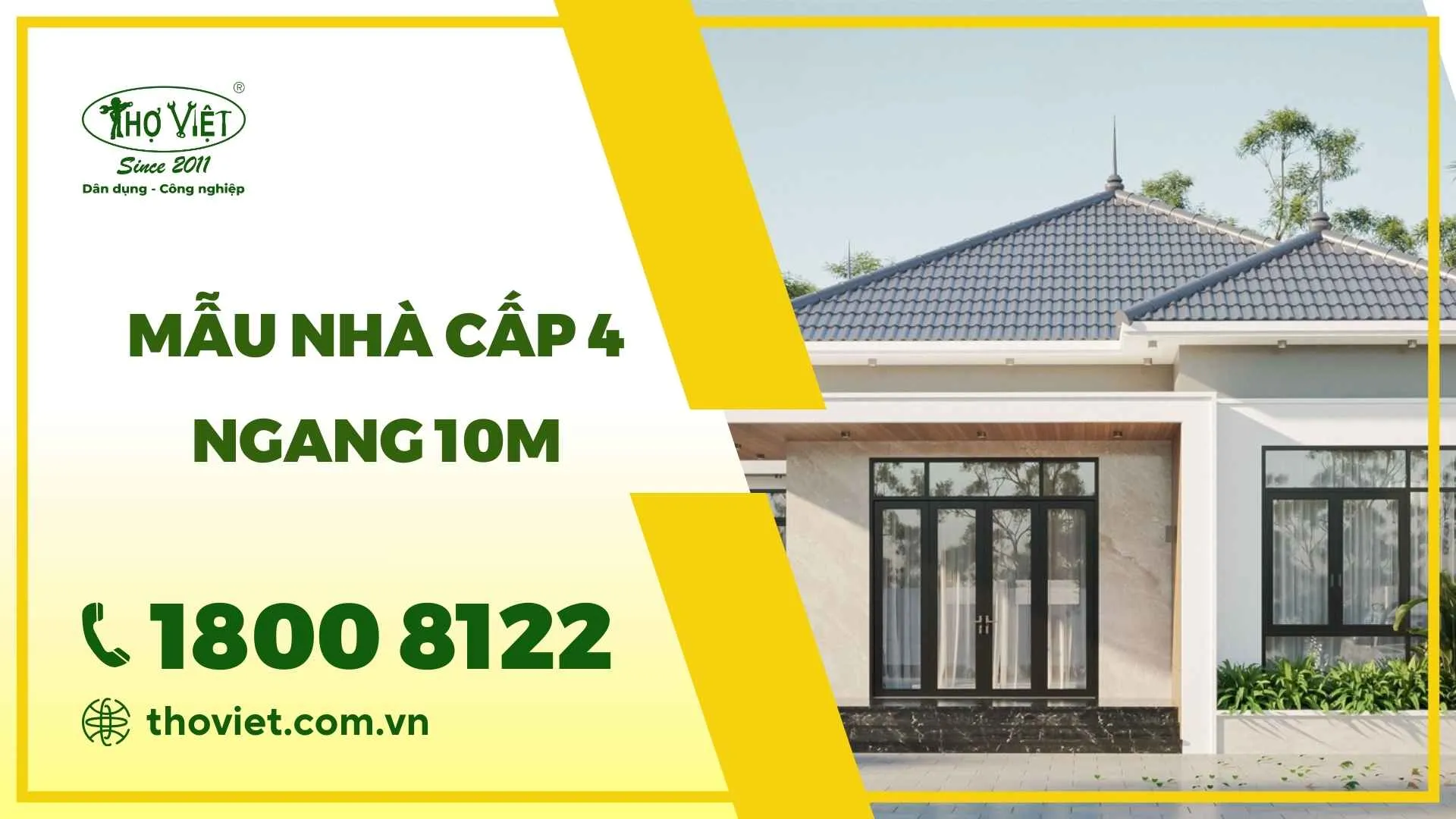 Mẫu nhà cấp 4 ngang 10m
