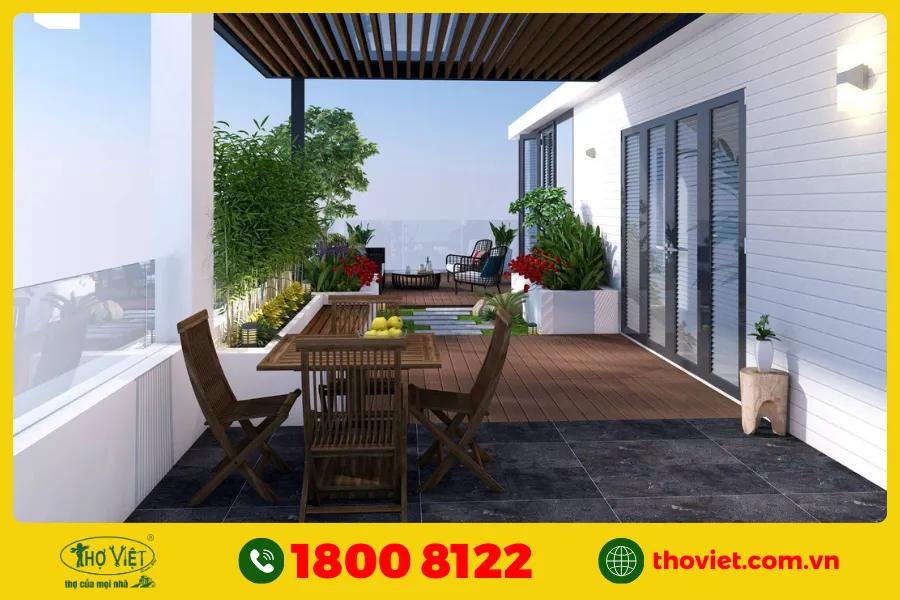 Mẫu nhà có sân thượng đẹp số 5