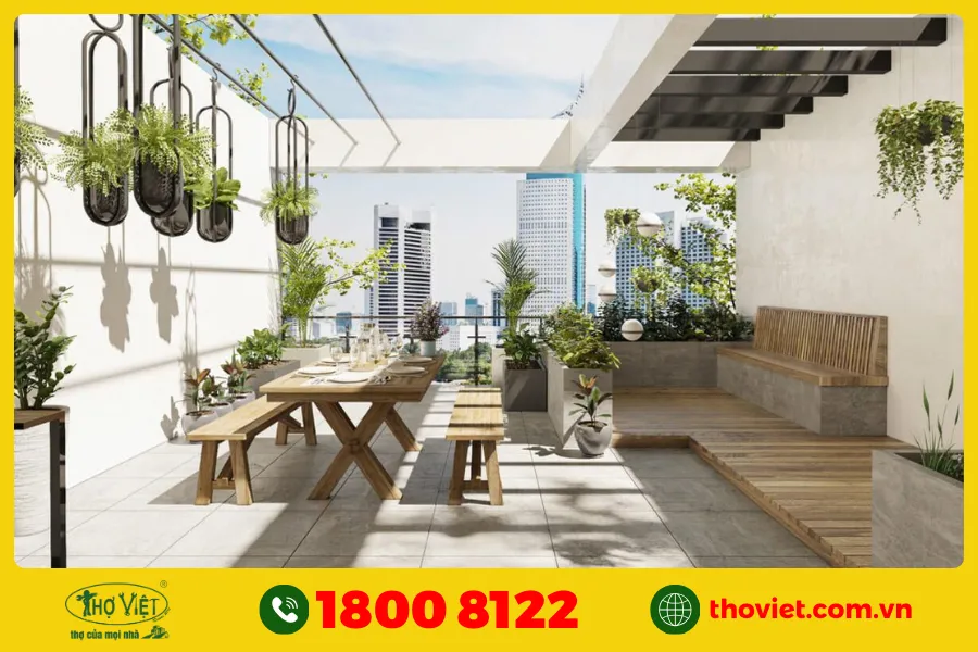 Mẫu nhà có sân thượng đẹp số 6
