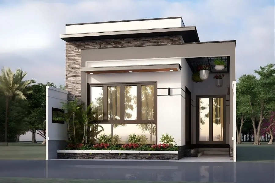 Mẫu nhà gác lửng 2 phòng ngủ