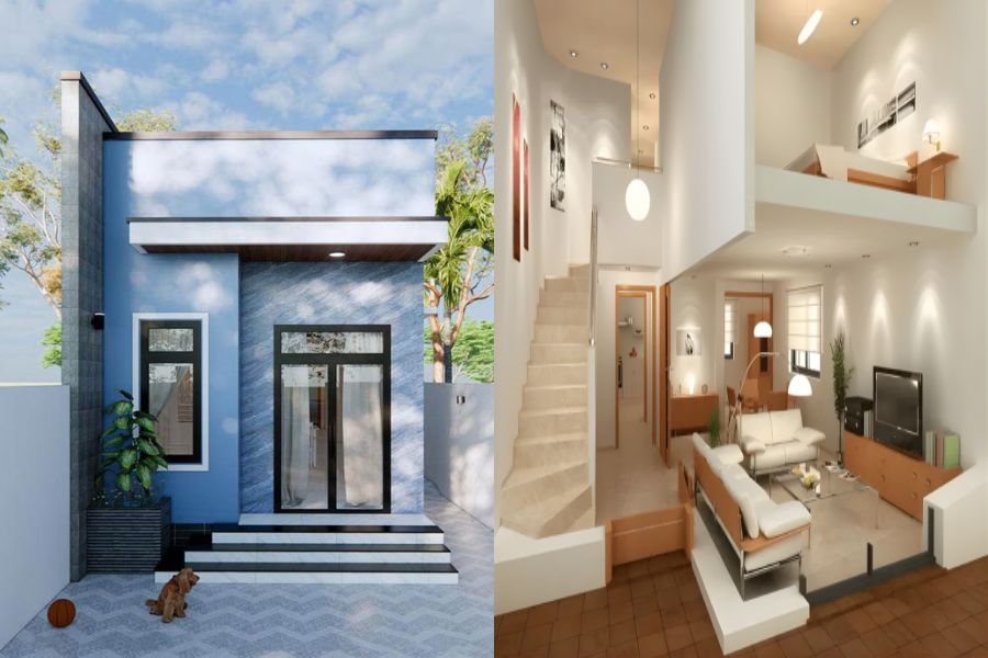 Mẫu nhà gác lửng đẹp 5x12m