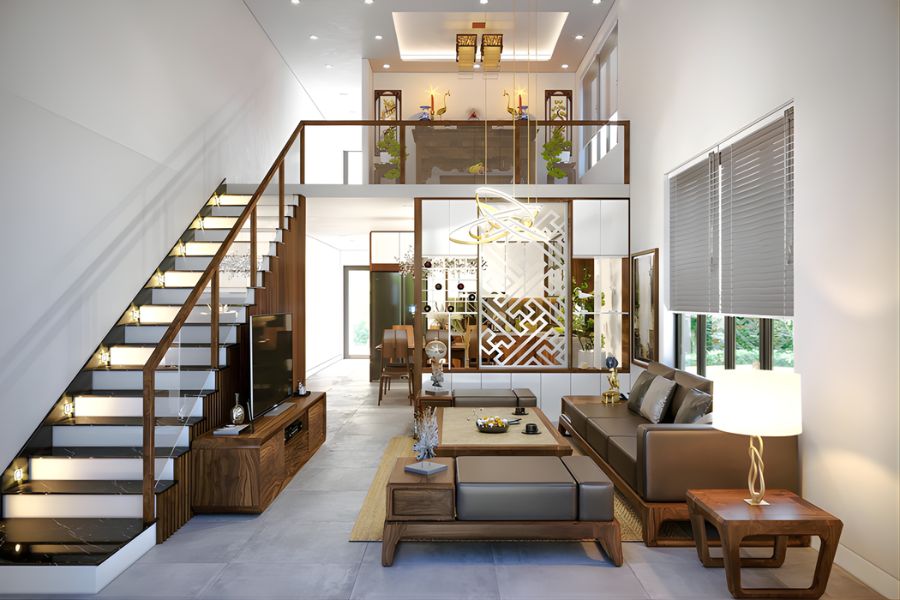 Mẫu nhà gác lửng đẹp 5x15m