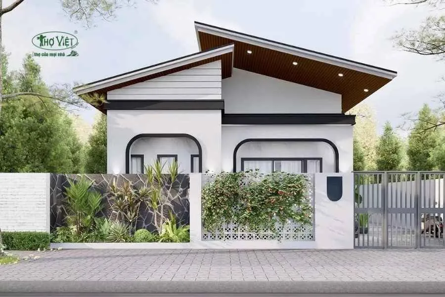 Mẫu nhà mái lệch đơn giản