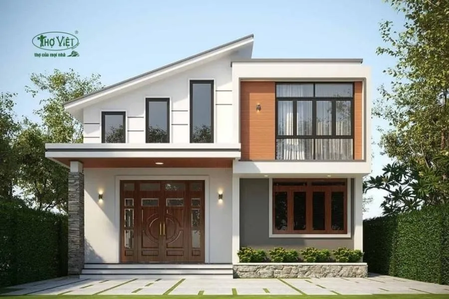 Mẫu nhà mái lệch tôn