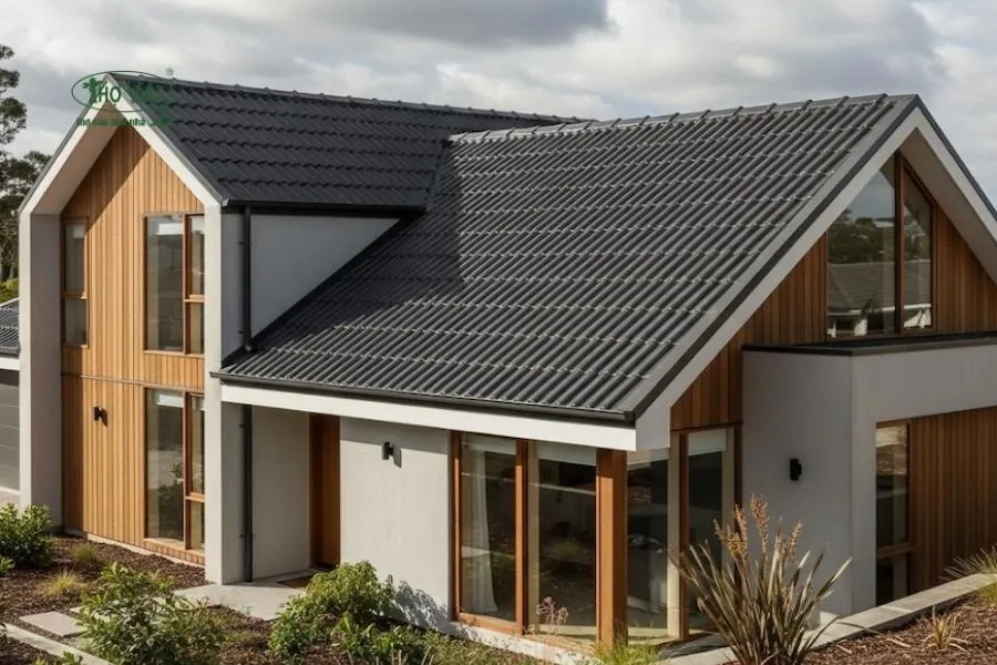 Mẫu nhà mái tôn 2 tầng