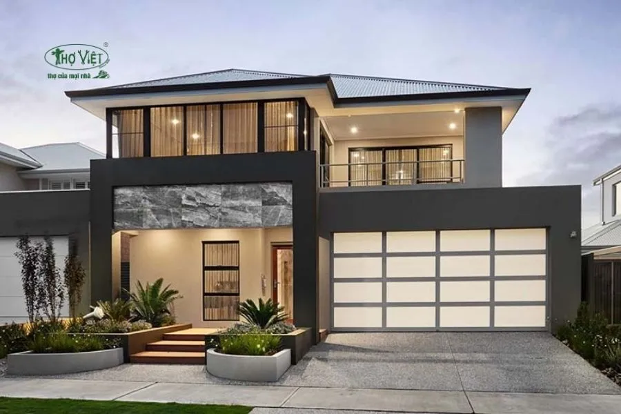 Mẫu nhà mái tôn 2 tầng