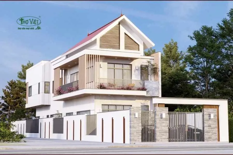 Mẫu nhà mái tôn 2 tầng