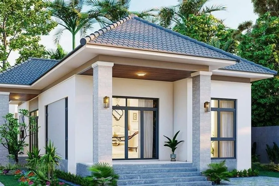 Mẫu nhà mái tôn giả ngói