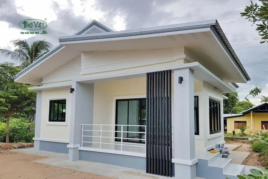 Mẫu nhà mái tôn mái lệch