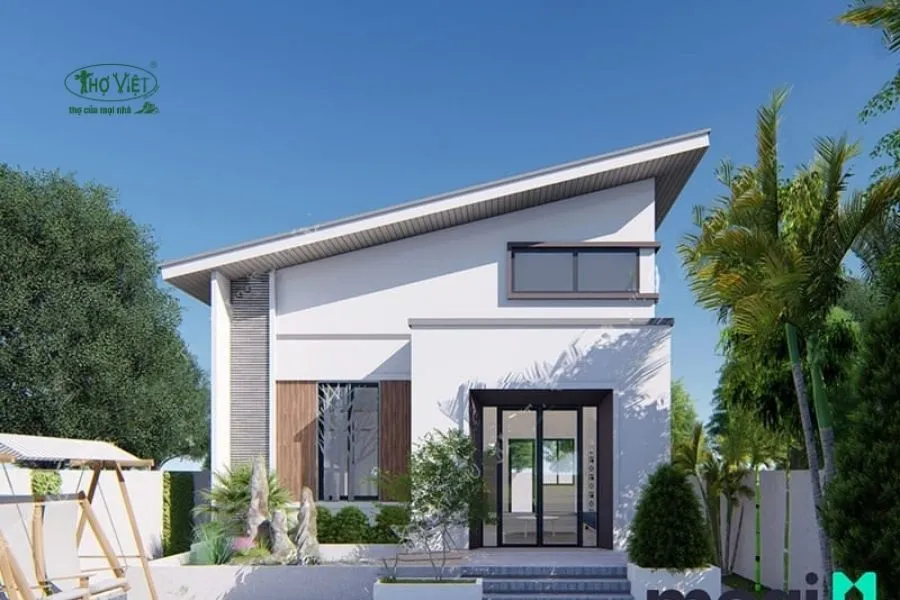 Mẫu nhà mái tôn mái lệch