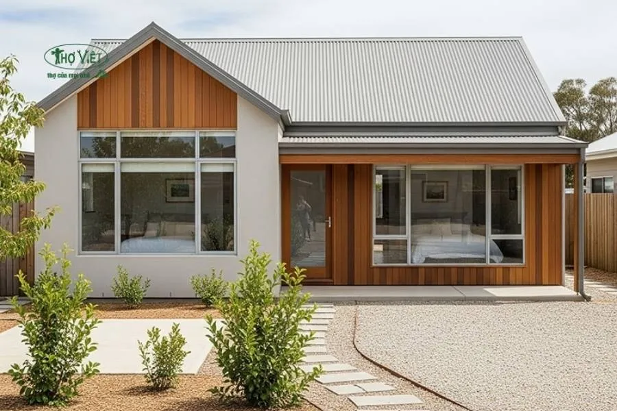 Mẫu nhà mái tôn tối giản