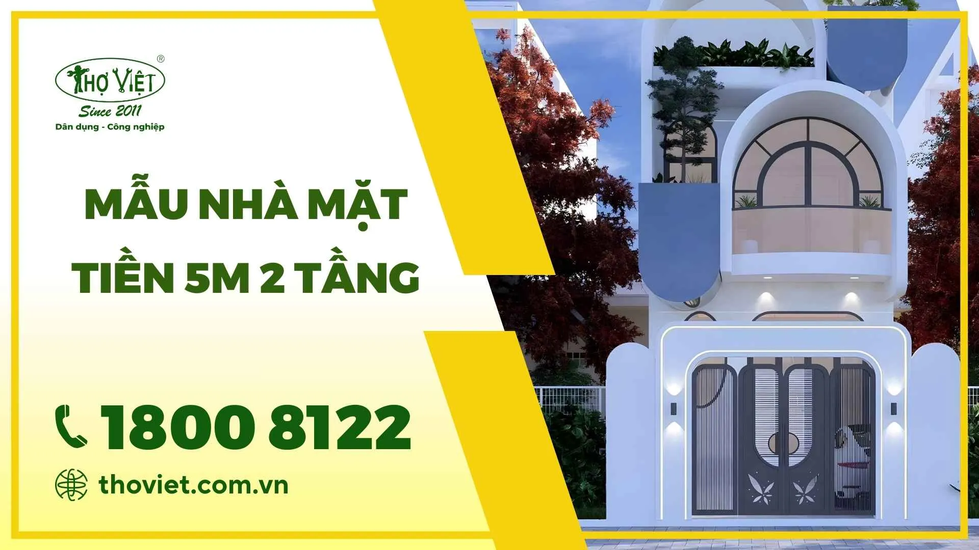 Mẫu nhà mặt tiền 5m 2 tầng