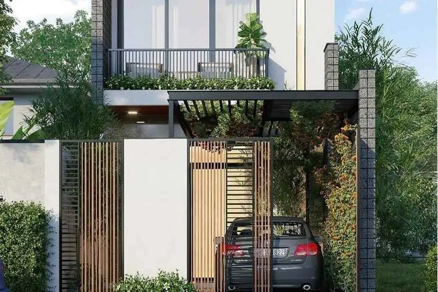 Mẫu nhà phố 2 tầng mặt tiền 5m có gara