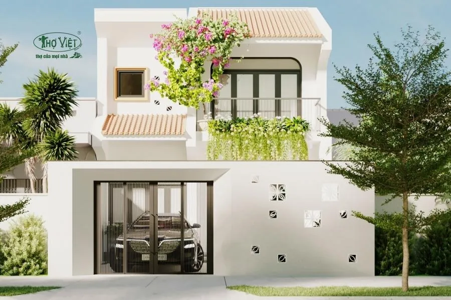 Mẫu nhà phố 2 tầng mặt tiền 5m có gara