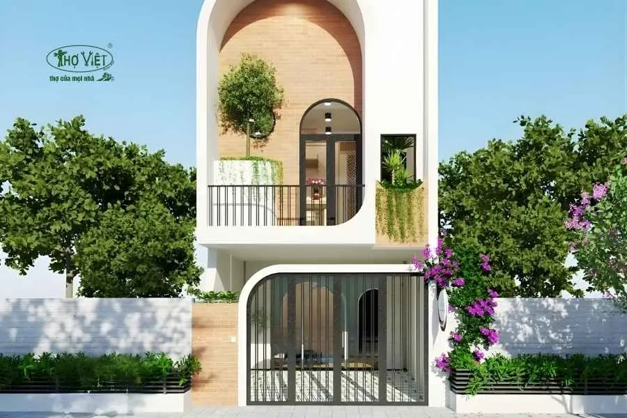 Mẫu nhà phố 2 tầng mặt tiền 5m hiện đại