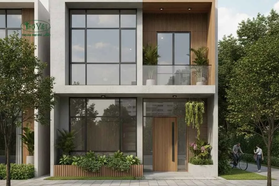 Mẫu nhà phố 2 tầng mặt tiền 5m phong cách Singapore