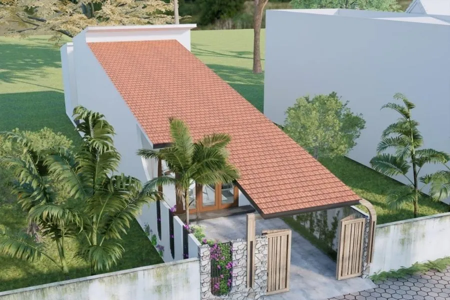 Mẫu nhà ống 1 tầng đẹp 5x20 mái ngói