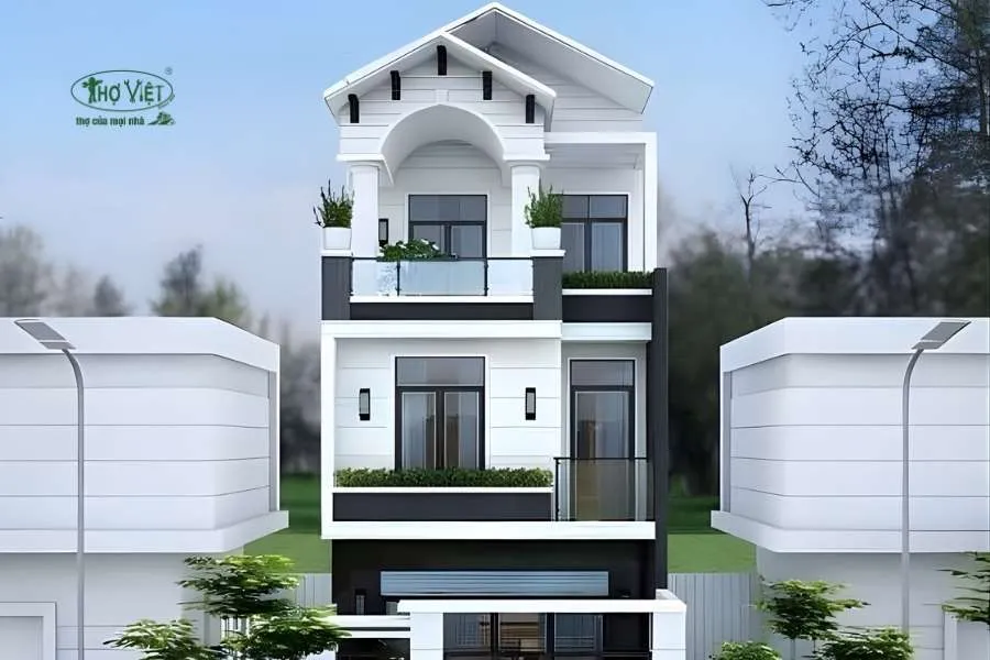 Mẫu nhà ống 4x12m 3 tầng mái Thái