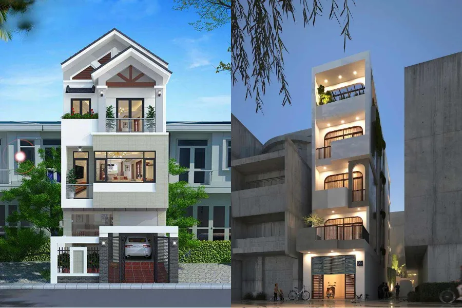 Thiết kế nhà ống có sân trước & sân sau