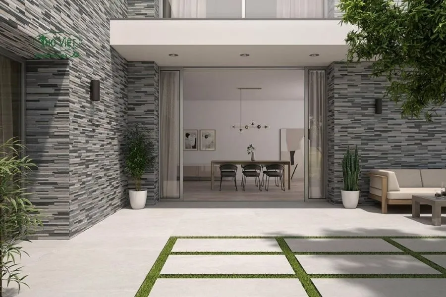 Mẫu nhà ốp gạch tường mặt tiền, ngoài trời