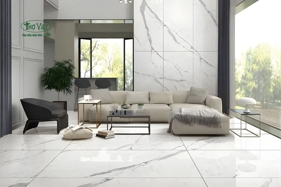 Mẫu nhà ốp gạch tường phòng khách