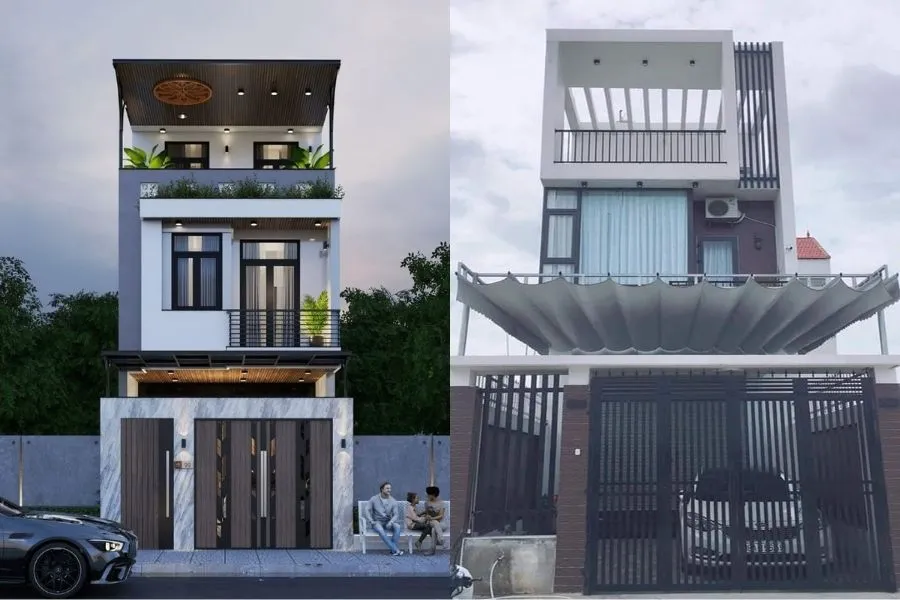 Mẫu nhà phố 2 tầng 1 tum diện tích 5x15m