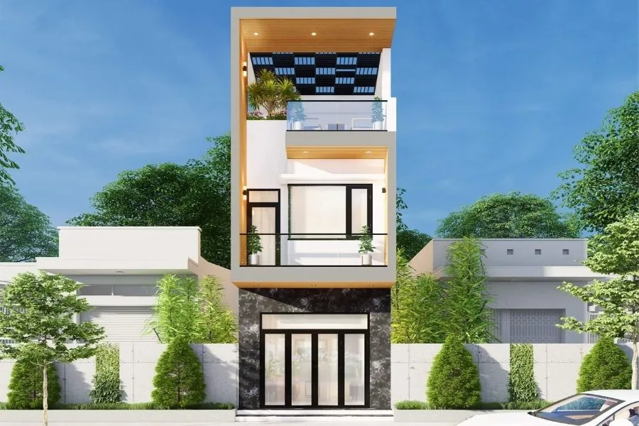 Mẫu nhà phố 2 tầng 1 tum mặt tiền 4m