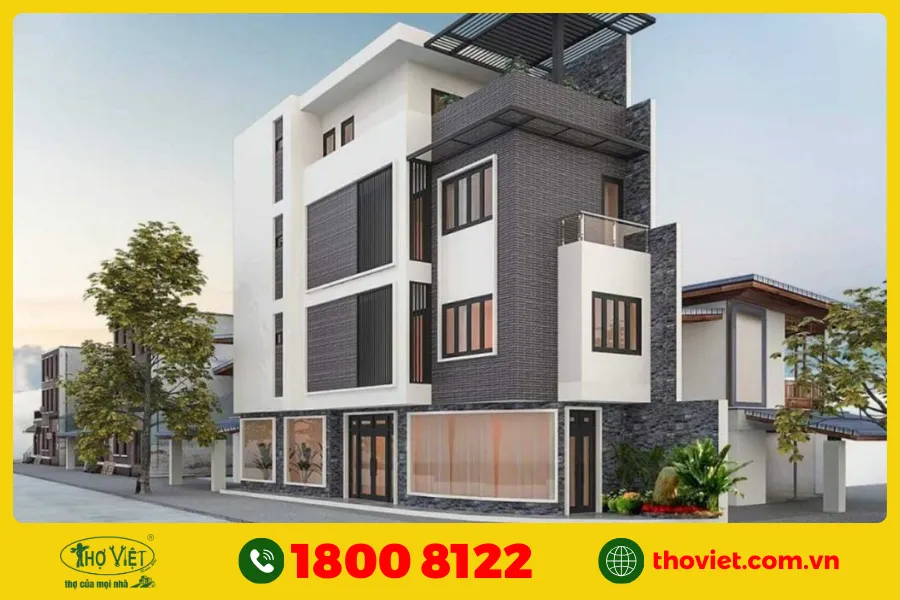 Mẫu nhà phố 2 tầng 5x15 có sân vườn