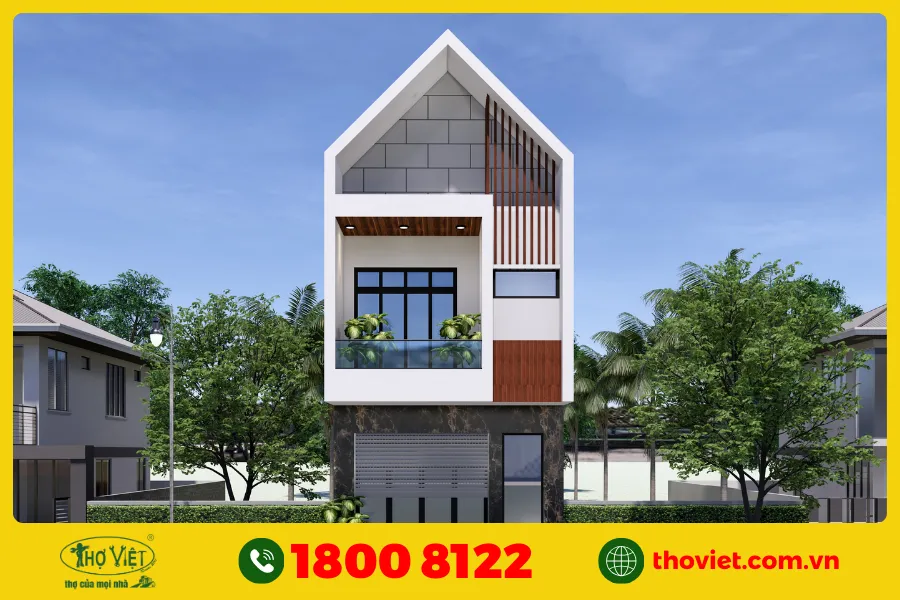 Mẫu nhà phố 2 tầng 5x15 có giếng trời