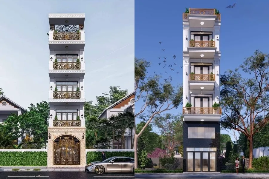 Mẫu nhà phố 5 tầng Có giếng trời