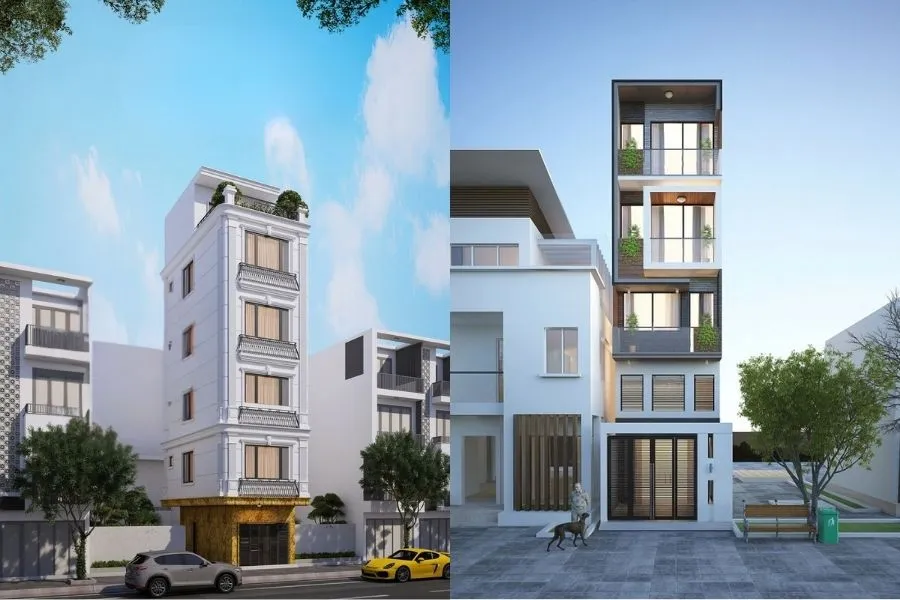 Mẫu nhà phố 5 tầng Mái bằng