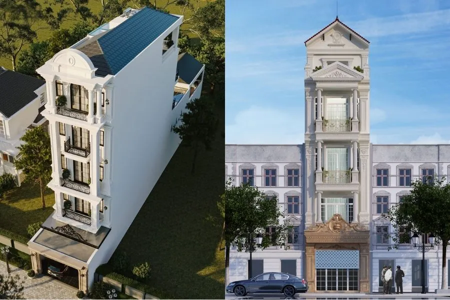 Mẫu nhà phố 5 tầng Mái ngói