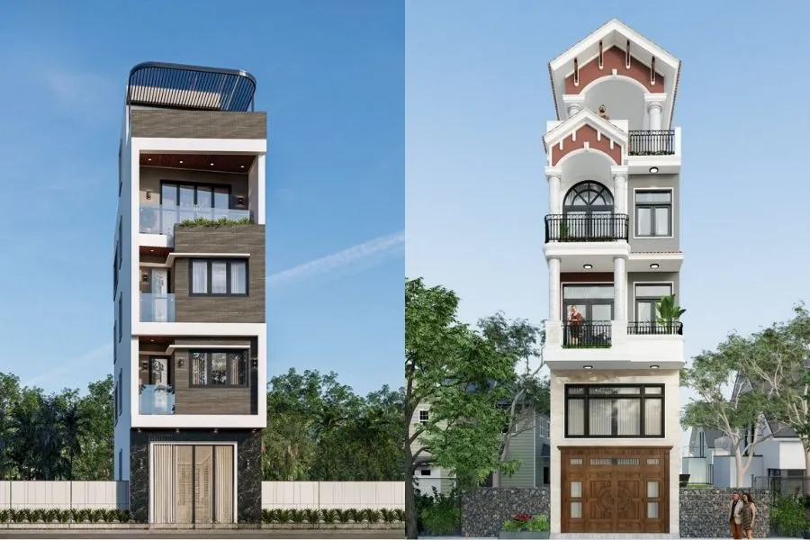Mẫu nhà phố 5 tầng Tối giản