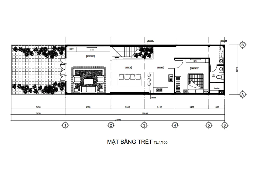 bản vẽ nhà phố mặt tiền 5m số 1