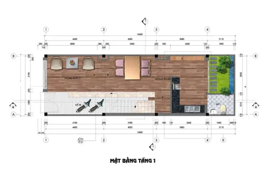 bản vẽ nhà phố mặt tiền 5m số 3
