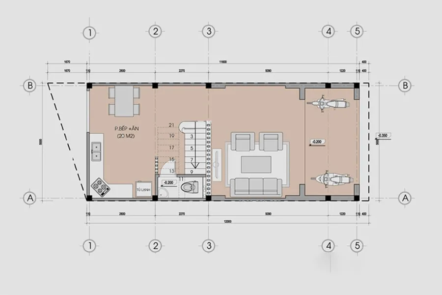 bản vẽ nhà phố mặt tiền 5m số 4