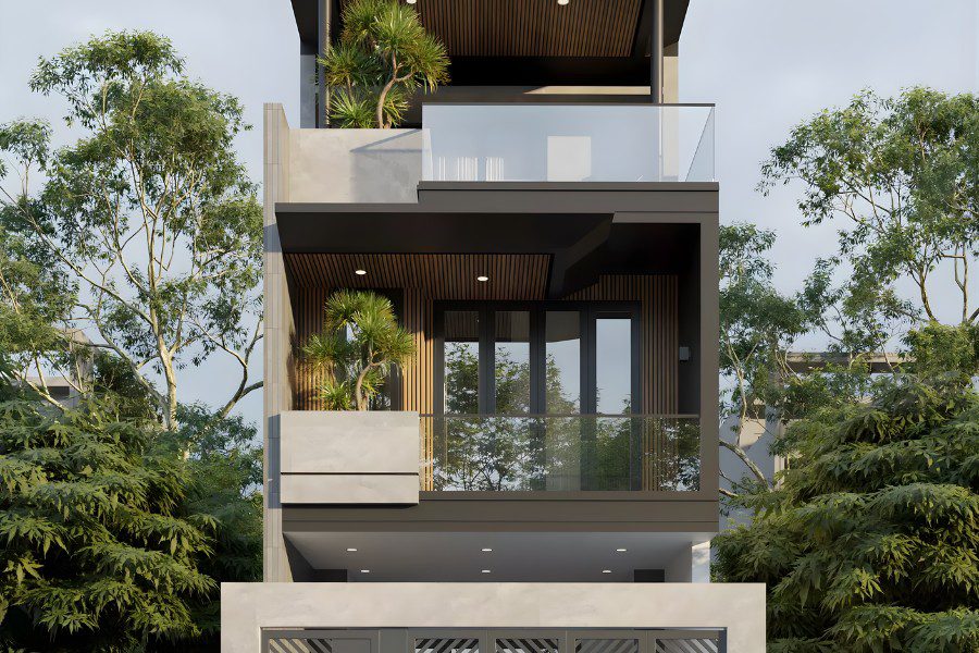 Nhà phố Bắc Âu ban công so le (Zigzag Balcony)