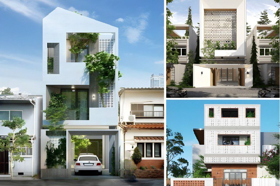 Nhà ống Bắc Âu mặt tiền 4m kết hợp gạch bông gió