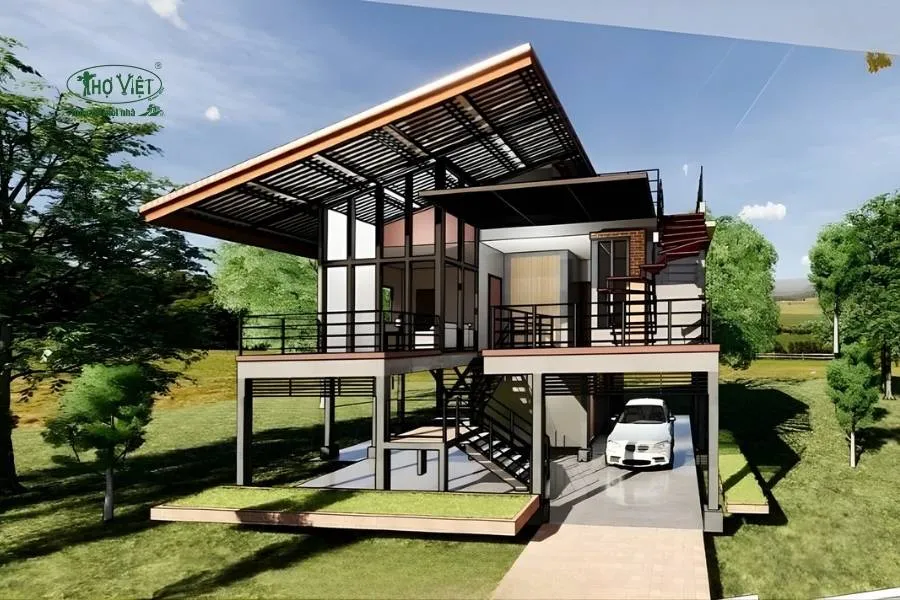 Mẫu nhà sàn 2–3 tầng thiết kế mới