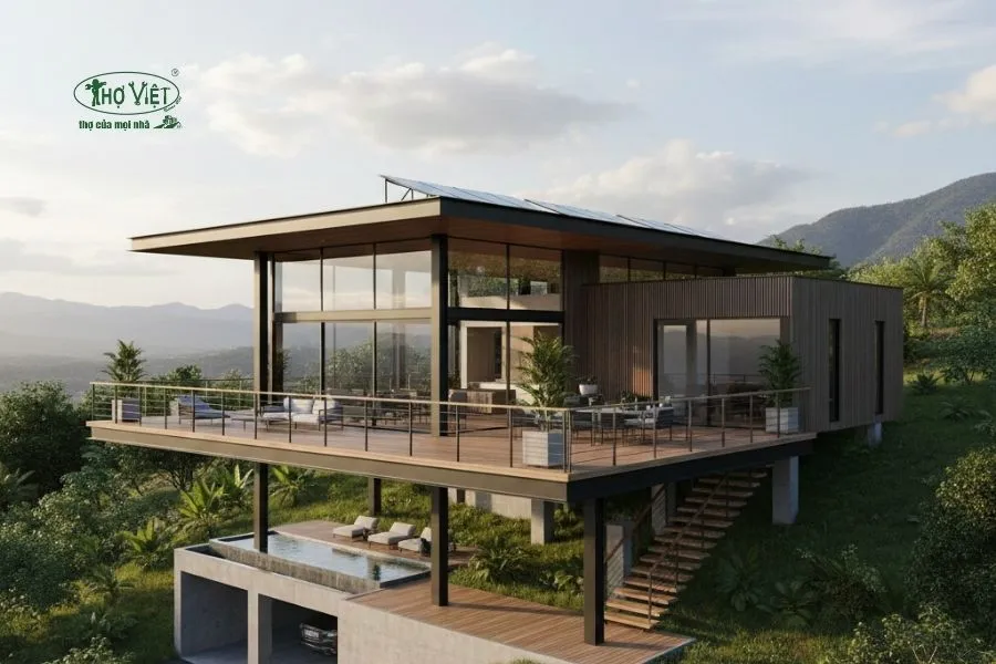 Mẫu nhà sàn phong cách hiện đại