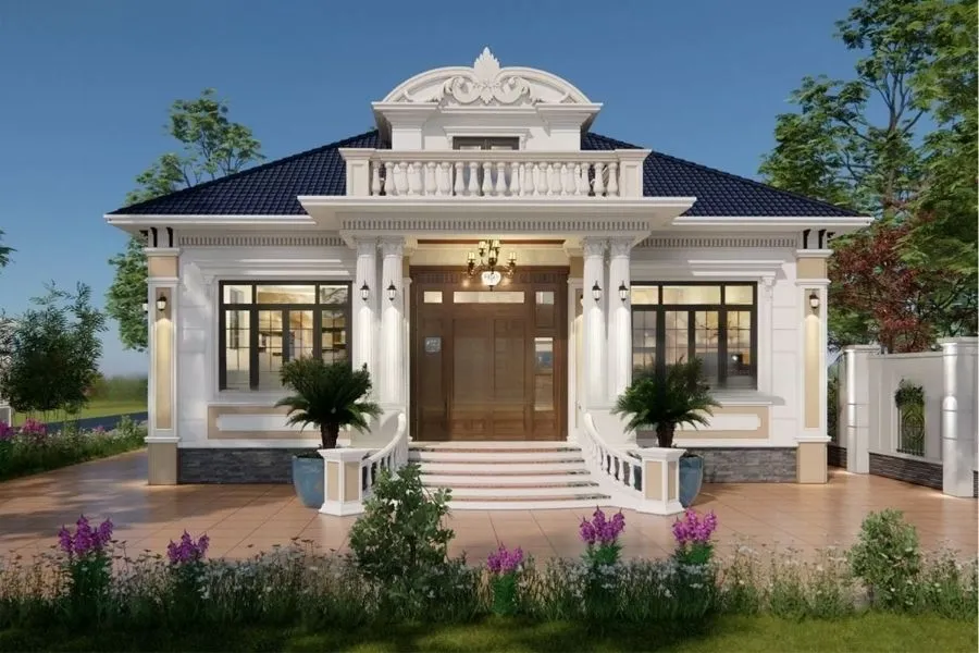 Mẫu nhà vườn cấp 4 nông thôn phong cách cổ điển đẹp, đẳng cấp