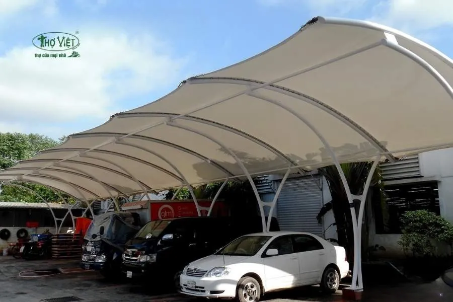 Mẫu nhà xe mái vòm bạt căng