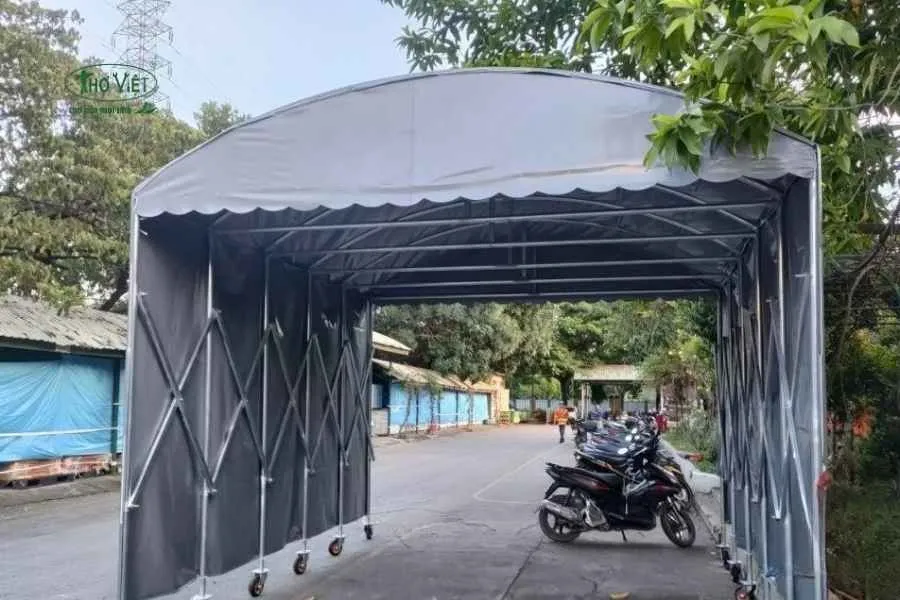 Mẫu nhà xe mái vòm bạt xếp di động