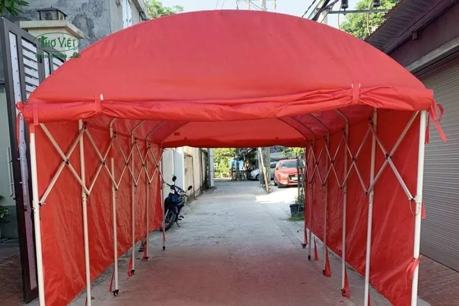 Mẫu nhà xe mái vòm bạt xếp di động