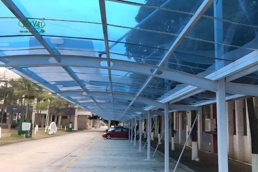 Mẫu nhà xe mái vòm tấm lợp