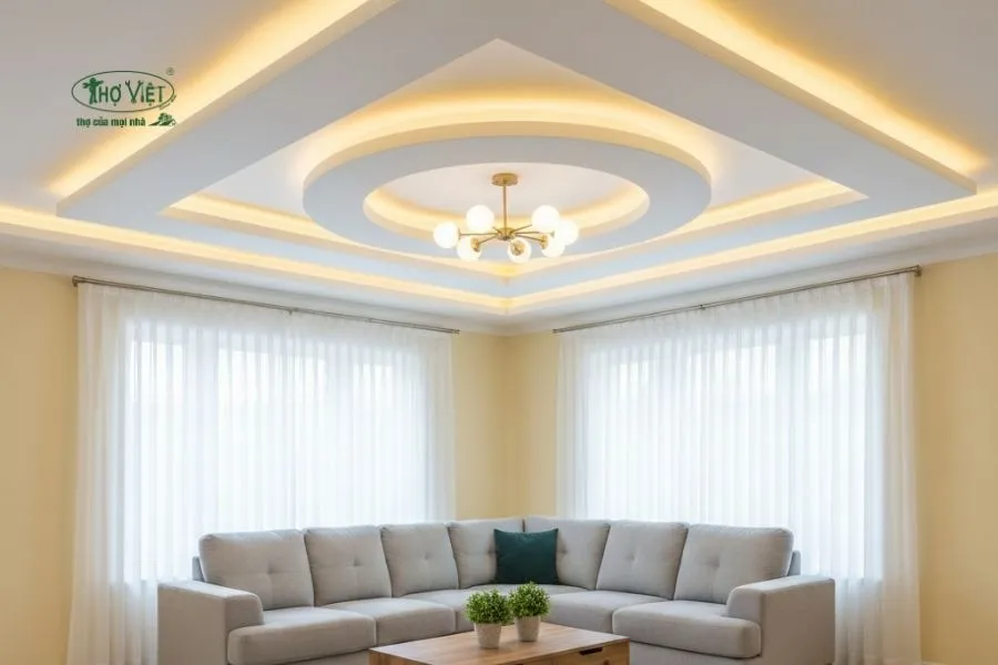 Mẫu trần thạch cao giật cấp nhà cấp 4