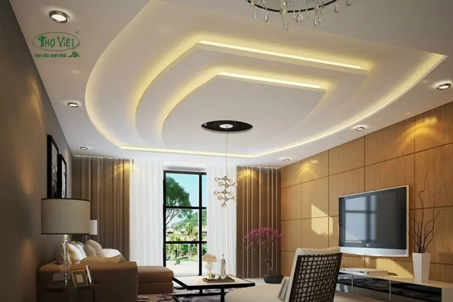 Mẫu trần thạch cao nổi nhà cấp 4